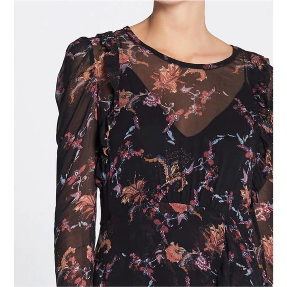 NWT IRO Loxie Dress Floral Shear Black Boho - Picture 2 of 9